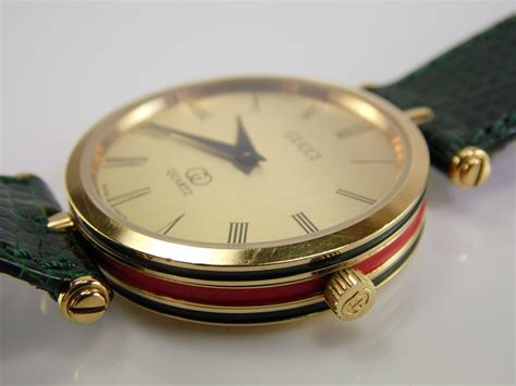 gucci gold mens watch green red case edge|gucci diamond watch for men.